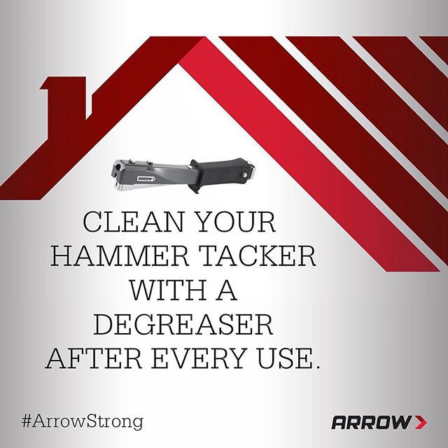 If you use a hammer tacker frequently for projects, you’ve probably experienced clogging at one point or another. One reason why that happens is that high temperatures can cause roofing underlayment to melt, which allows the tar paper and felt to be pulled into the staple exit. But have no fear! You can minimize clogging by cleaning your hammer tacker after each use and applying a degreaser like WD-40 or a thinner on the front of the tool and in the staple exit. What other questions do you have about your #hammertacker?