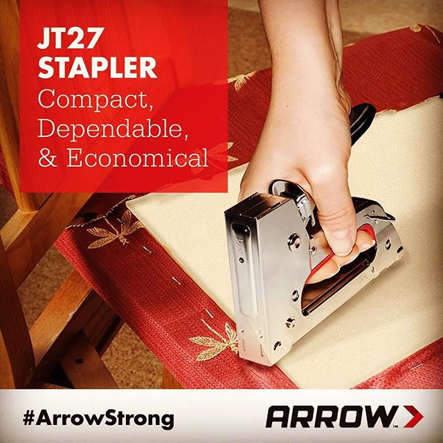 Our JT27 Stapler is a perfect choice for DIYers looking for a dependable yet economical staple gun. This tool offers a convenient bottom-load magazine with a pinch release to make reloading simple and hassle free. It also has a handle lock that secures against the tool frame for a compact, easy-to-store tool. The JT27 also provides a staple viewing window to see when staples are running low. Arrow’s JT27 Stapler fires JT21 staples in 1/4-inch, 5/16-inch and 3/8-inch sizes.