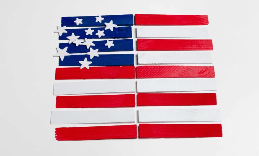 wooden american flag steps