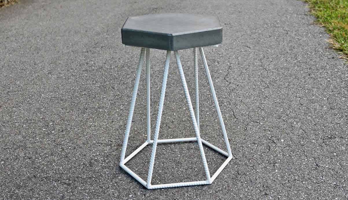 Concrete and Steel Outdoor End Table