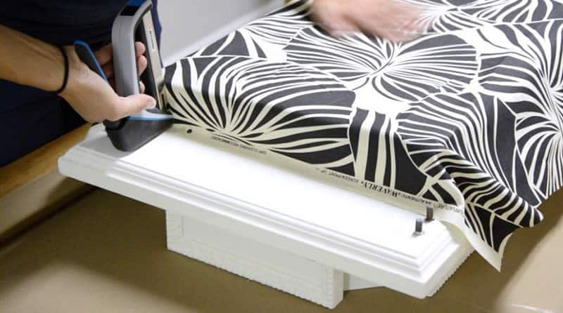 Serena Appiah of Thrift Diving uses Arrow Fastener's T50X TacMate heavy duty staple gun on the reupholstered bench