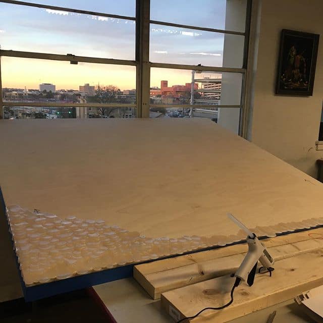 Putting in work at the studio and had to take a moment to enjoy the San Antonio sunset. Getting these large panels ready for my next opening at @ArtPace in March.