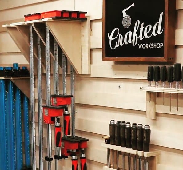 Organization never looked so good. Build these gorgeous French cleat walls from @CraftedWorkshop with Arrow’s PT18G Pneumatic Brad Nailer. Link in bio! .
.
.
.
.
.
.
.