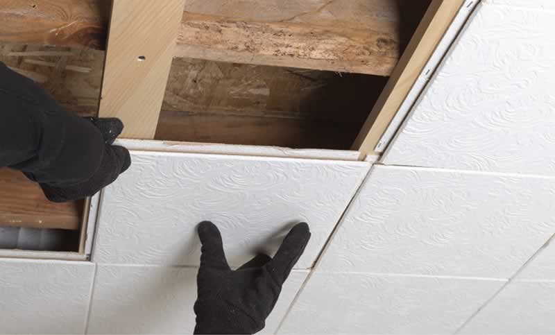 Replace Damaged Ceiling Tiles, Install Tongue And Groove Ceiling Tiles