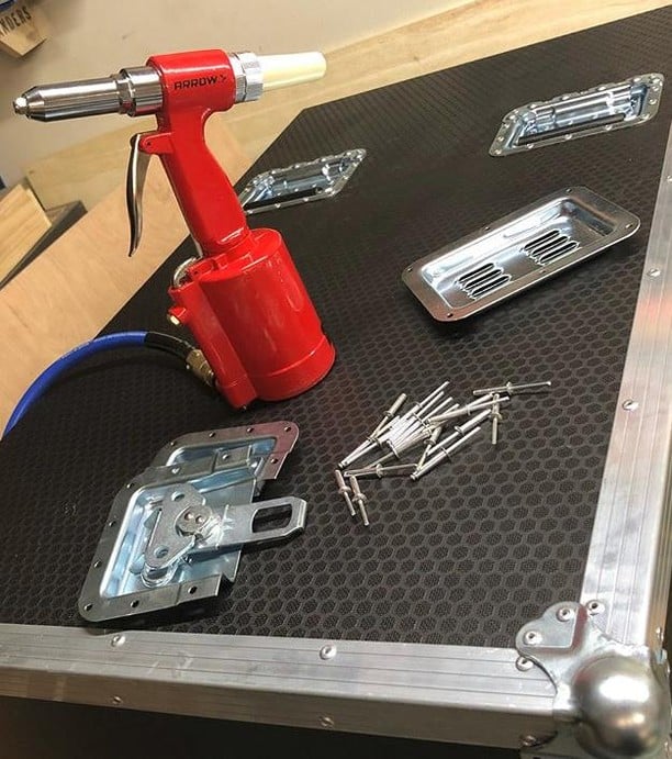 Shoutout to @sixthstreetcarpentry for picking our RT90P Pneumatic Rivet Tool to finish road cases for a round-the-world trip! What project have you completed recently? Share below! .
.
.
.
.
.
.
.
.