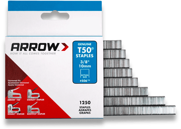 Arrow T50 Staples 6mm 8mm 10mm 12mm 14mm 1/4" 5/16" 3/8" 1/2" 9/16" Box Of 1250 